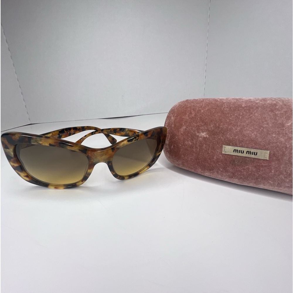 Miu Miu Womens Brown Tortoise Shell Metallic Squa… - image 1